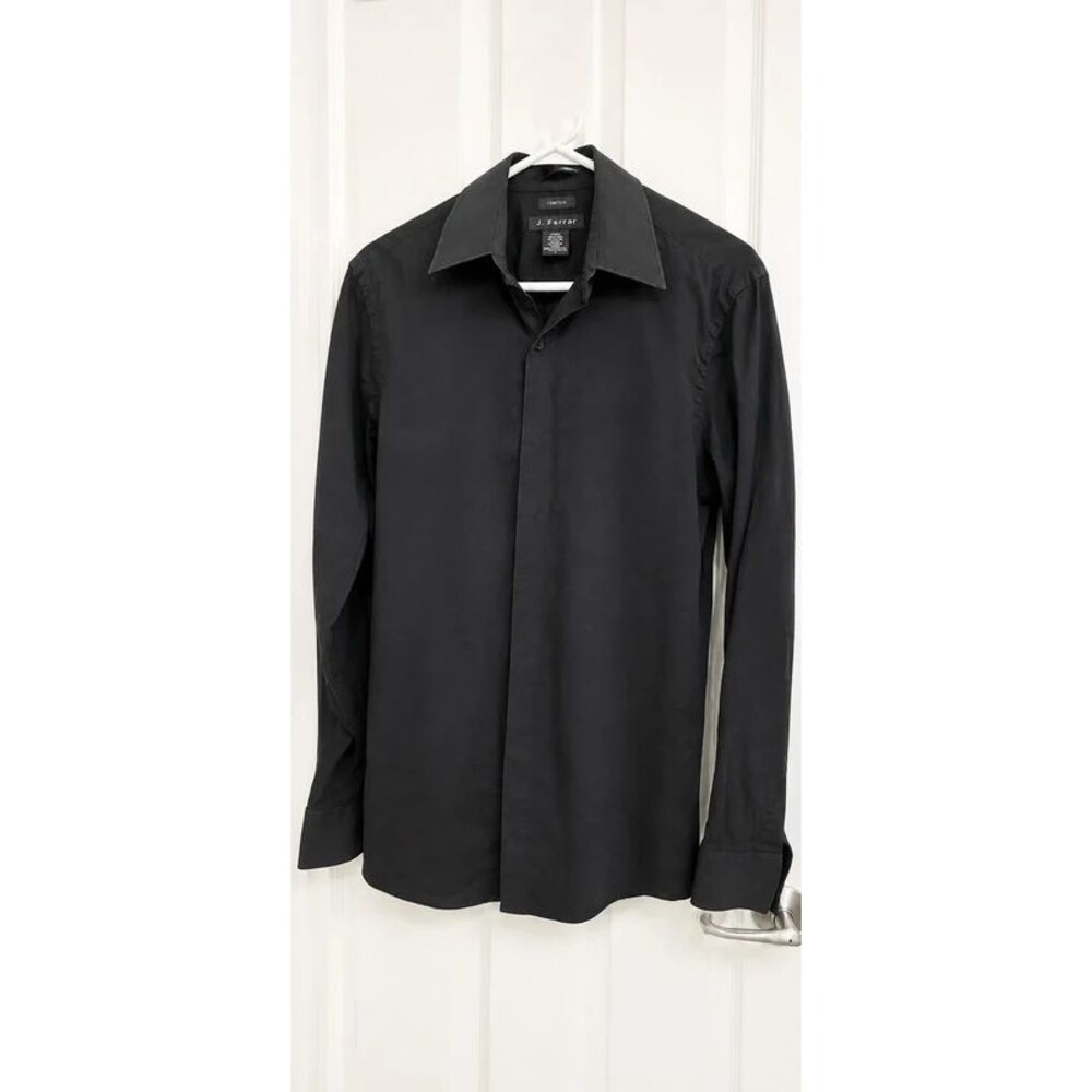 J. Ferrar Menโs Black Stretch Dress Shirt Small 14โ14.5 Long Sleeve